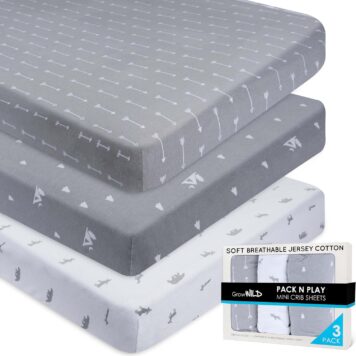 Forest Fun Jersey Cotton Pack n Play Sheets - Set of 3 Mini Crib Sheets