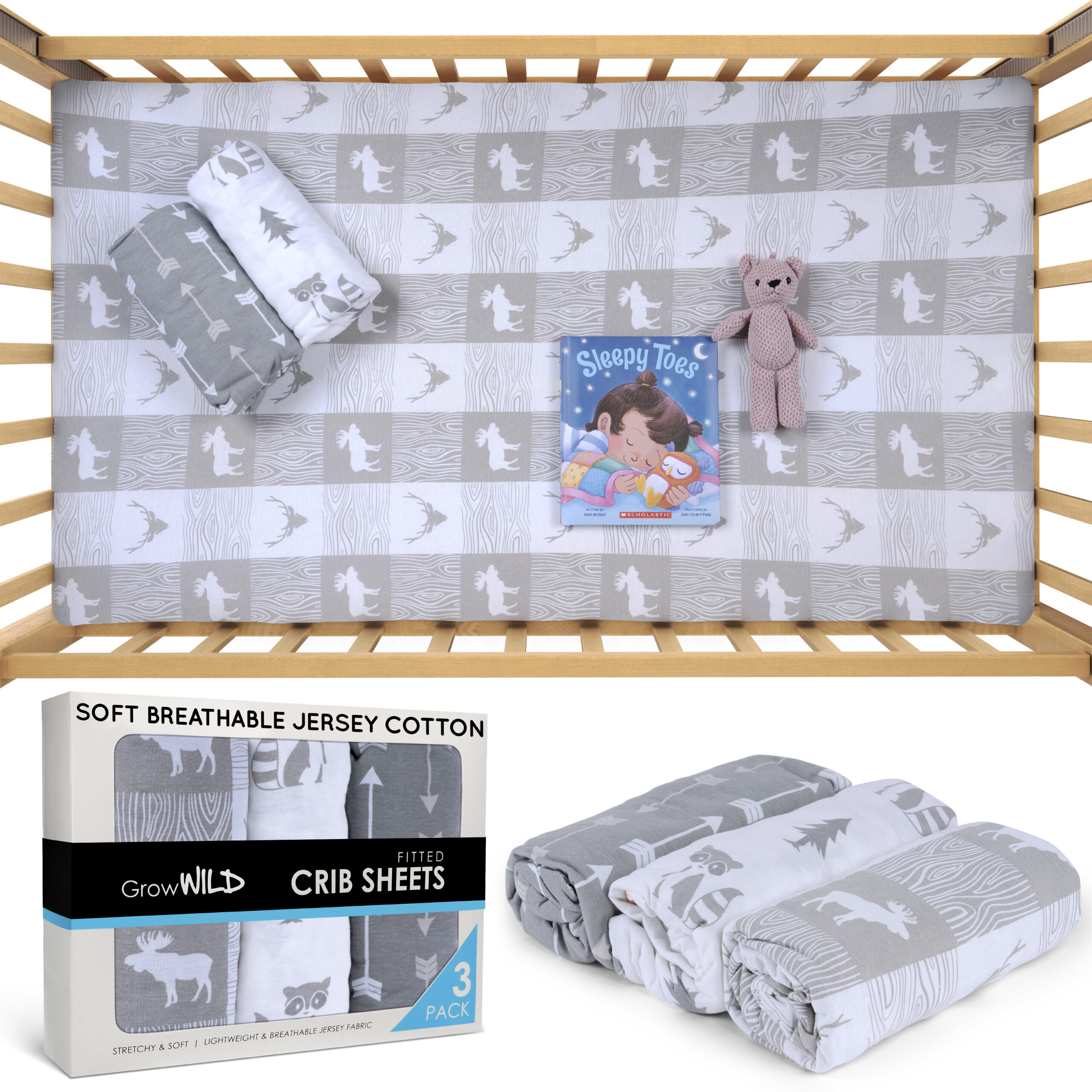 Kigai Christmas Tree Crib Sheets For Boys & Girls Soft And Breathable